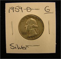 1959 Silver Quarter-D Mint
