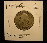 1951 Silver Quarter-S Mint