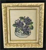 Framed Needlepoint flowers