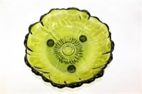 Green Large 1960s Green Glass Footed Salad Bowl