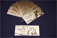 10 x's Gold Foil Envelopes "Santa Claus"