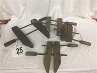 4 Antique Wood Clamps