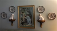 Picture, Plates, Dog Figurines and Shelves