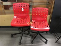2pc Red Rolling Chairs