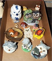 Rare Vtg Owl Marked Creamer & Figurines Lot