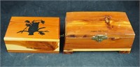 2 Souvenir Small Wood Cedar Trinket Chests