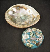 2 Abalone & Shell Souvenir Dishes
