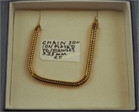 New 20" Yellow Gold Stainless 3.25mm Necklace