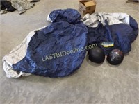 MOTORCYCLE COVER & 2 MOTORCYCLE HELMETS