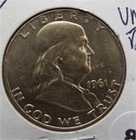 1961-D Franklin 90% silver half dollar. BU,UNC.