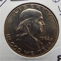 1962 Franklin 90% silver half dollar. BU,UNC.