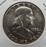 1958 Franklin 90% silver half dollar. BU,UNC.