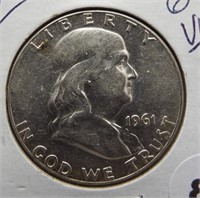 1961 Franklin 90% silver half dollar. BU,UNC.