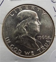 1960 Franklin 90% silver half dollar. BU,UNC.