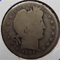 1902 Barber 90% silver half dollar.