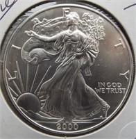 2000 One ounce fine silver Eagle.