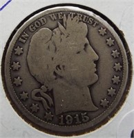 1915-D Barber 90% silver half dollar.