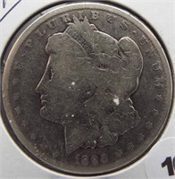1890 Morgan silver dollar.