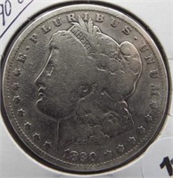 1890-O Morgan silver dollar.
