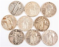 Coin 9 High Grade Standing Liberty Quarters