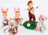 5 Annalee Mobilitee Dolls Mouse Rabbit Golfer +