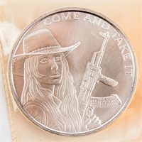 Coin Girl With "AK" 1 Ounce Silver Round .999 Fine