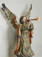 17th CENTURY  WOOD CARVED SPANISH ANGEL WITH HORN