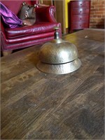 LARGE BRASS HOTEL BELL AND MISC HOME DECOR
