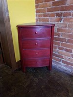 SMALL RED CORNER TABLE WITH 4 DRAWERS