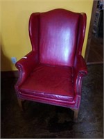 RED LEATHER WINGBACK CHAIR