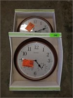 Two Acu-Rite Metal Copper Finish Wall Clocks