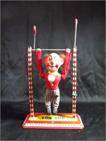 Vintage Ohio Art Toe Joe Trapeze Wind Up Tin Toy