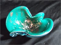 Green and Blue Hand made Heavy Art Glass Dish