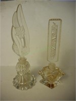 2 vintage crystal perfume bottles
