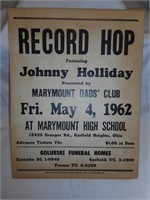 Rare 1962 Local Advertisement for Johnny Holliday