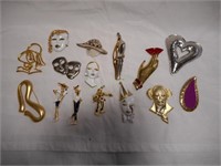 15 Contemporary Costume Jewelry Brooches/Pins