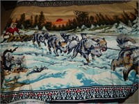 Vtg Dog Sled Tapestry, Blankets & Rugs