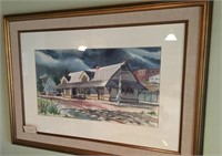 Watercolor Painting Railroad Station by Bob Hasle