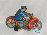 Marx  Wind-Up Tin Toy-Motorcycle Police Officer