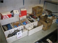 Boxes of misc. hyd. hose caps, steel fittings,