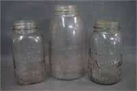 3 Antique Kerr Self Sealing Mason Jars