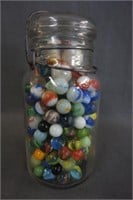 Jar of Vintage Agate and Glass Marbles