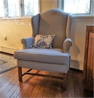Blue & White Wingback Chair