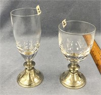 Lot of 2 crystal goblets with silver-plate or pewt