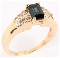 14KT YELLOW GOLD DIAMOND TOURMALINE RING