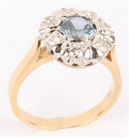 14KT YELLOW GOLD DIAMOND SAPPHIRE RING