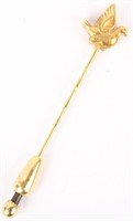 ANTIQUE 18K YELLOW GOLD DOVE HAT PIN