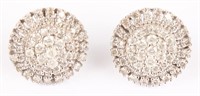 PAIR OF 14K WHITE GOLD CLUSTER DIAMOND EARRINGS