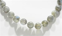 #2 Sterling Silver Labrodite 11mm Bead Necklace