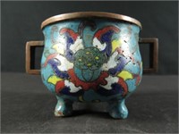 Chinese Cloisonne Bronze Handled Cup